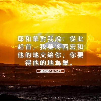 Picture 05 - 申 命 記 2:31 CUVT - 耶 和 華 對 我 說 ： 從 此 起 首 ， - Bible Verse Picture