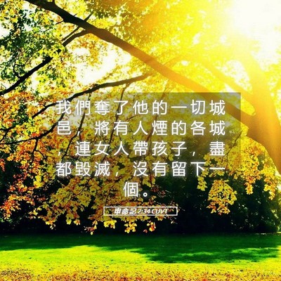 Picture 05 - 申 命 記 2:34 CUVT - 我 們 奪 了 他 的 一 切 城 邑 ， 將 - Bible Verse Picture
