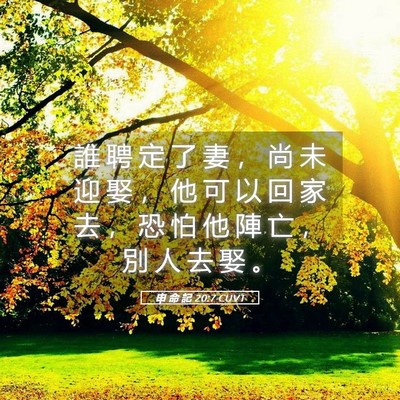Picture 05 - 申 命 記 20:7 CUVT - 誰 聘 定 了 妻 ， 尚 未 迎 娶 ， 他 - Bible Verse Picture