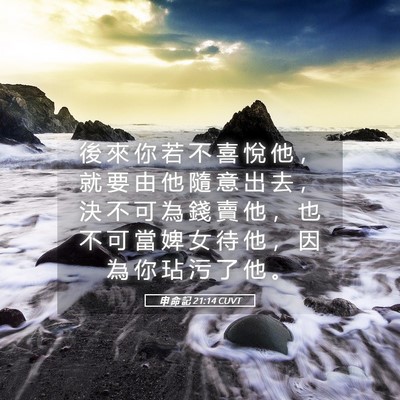 Picture 05 - 申 命 記 21:14 CUVT - 後 來 你 若 不 喜 悅 他 ， 就 要 由 - Bible Verse Picture