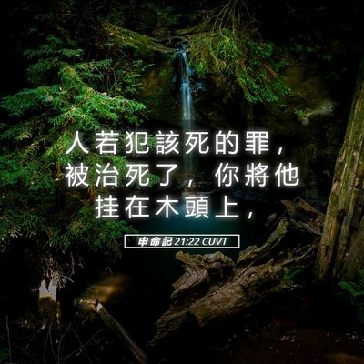 Picture 05 - 申 命 記 21:22 CUVT - 人 若 犯 該 死 的 罪 ， 被 治 死 了 - Bible Verse Picture