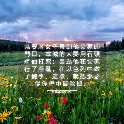Picture 05 - 申 命 記 22:21 CUVT - 就 要 將 女 子 帶 到 他 父 家 的 門 - Bible Verse Picture