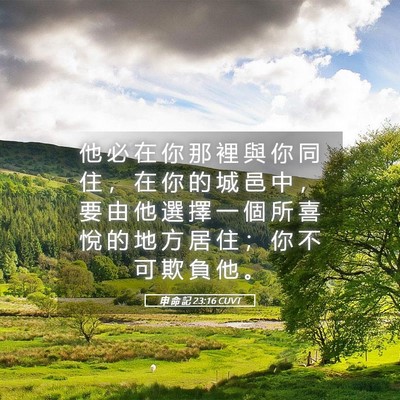Picture 05 - 申 命 記 23:16 CUVT - 他 必 在 你 那 裡 與 你 同 住 ， 在 - Bible Verse Picture