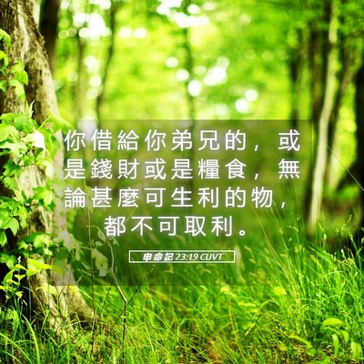 Picture 05 - 申 命 記 23:19 CUVT - 你 借 給 你 弟 兄 的 ， 或 是 錢 財 - Bible Verse Picture