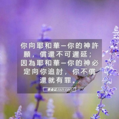 Picture 05 - 申 命 記 23:21 CUVT - 你 向 耶 和 華 ─ 你 的 神 許 願 ， - Bible Verse Picture