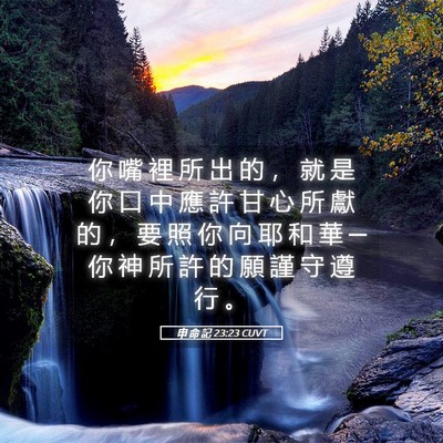 Picture 05 - 申 命 記 23:23 CUVT - 你 嘴 裡 所 出 的 ， 就 是 你 口 中 - Bible Verse Picture