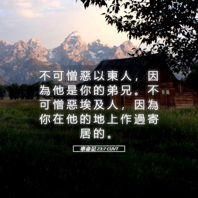 Picture 05 - 申 命 記 23:7 CUVT - 不 可 憎 惡 以 東 人 ， 因 為 他 是 - Bible Verse Picture