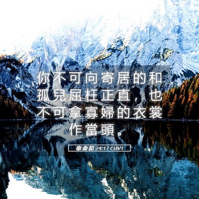 Picture 05 - 申 命 記 24:17 CUVT - 你 不 可 向 寄 居 的 和 孤 兒 屈 枉 - Bible Verse Picture