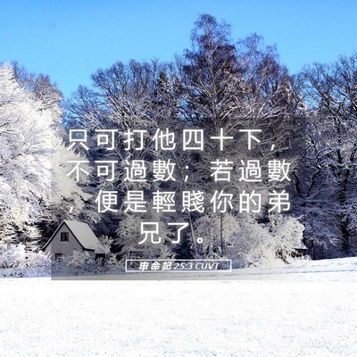 Picture 05 - 申 命 記 25:3 CUVT - 只 可 打 他 四 十 下 ， 不 可 過 數 - Bible Verse Picture