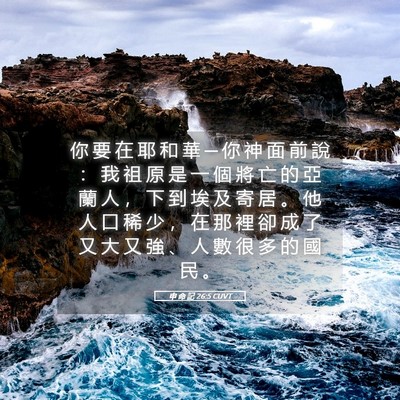 Picture 05 - 申 命 記 26:5 CUVT - 你 要 在 耶 和 華 ─ 你 神 面 前 說 - Bible Verse Picture