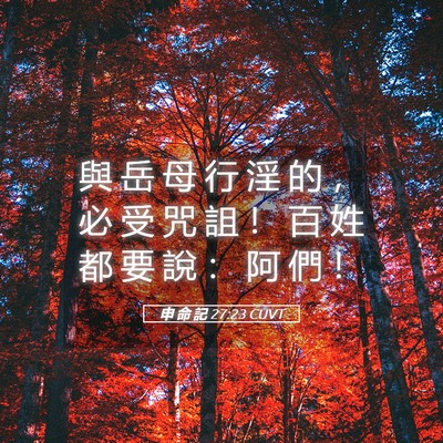 Picture 05 - 申 命 記 27:23 CUVT - 與 岳 母 行 淫 的 ， 必 受 咒 詛 ！ - Bible Verse Picture