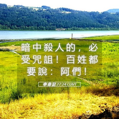 Picture 05 - 申 命 記 27:24 CUVT - 暗 中 殺 人 的 ， 必 受 咒 詛 ！ 百 - Bible Verse Picture