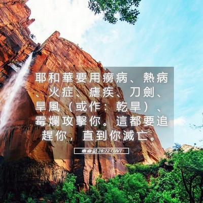 Picture 05 - 申 命 記 28:22 CUVT - 耶 和 華 要 用 癆 病 、 熱 病 、 火 - Bible Verse Picture