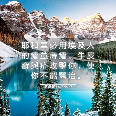 Picture 05 - 申 命 記 28:27 CUVT - 耶 和 華 必 用 埃 及 人 的 瘡 並 痔 - Bible Verse Picture