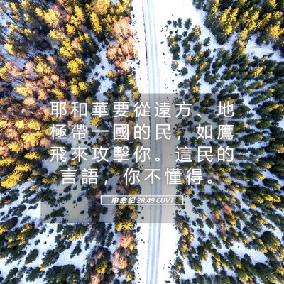 Picture 05 - 申 命 記 28:49 CUVT - 耶 和 華 要 從 遠 方 、 地 極 帶 一 - Bible Verse Picture
