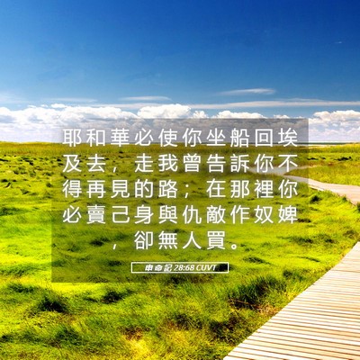 Picture 05 - 申 命 記 28:68 CUVT - 耶 和 華 必 使 你 坐 船 回 埃 及 去 - Bible Verse Picture