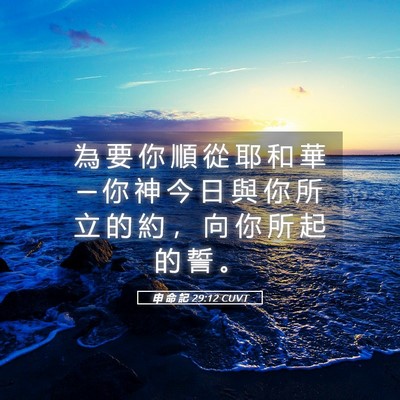 Picture 05 - 申 命 記 29:12 CUVT - 為 要 你 順 從 耶 和 華 ─ 你 神 今 - Bible Verse Picture