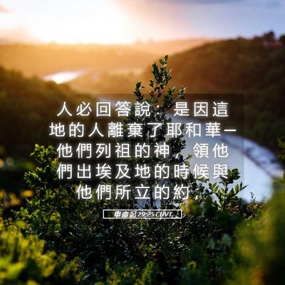 Picture 05 - 申 命 記 29:25 CUVT - 人 必 回 答 說 ： 是 因 這 地 的 人 - Bible Verse Picture