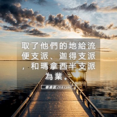 Picture 05 - 申 命 記 29:8 CUVT - 取 了 他 們 的 地 給 流 便 支 派 、 - Bible Verse Picture