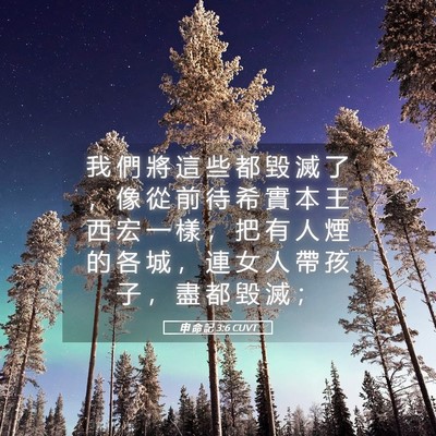 Picture 05 - 申 命 記 3:6 CUVT - 我 們 將 這 些 都 毀 滅 了 ， 像 從 - Bible Verse Picture