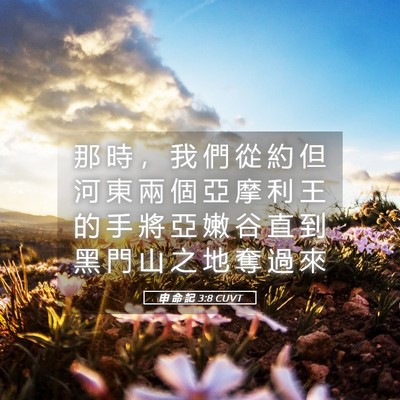 Picture 05 - 申 命 記 3:8 CUVT - 那 時 ， 我 們 從 約 但 河 東 兩 個 - Bible Verse Picture