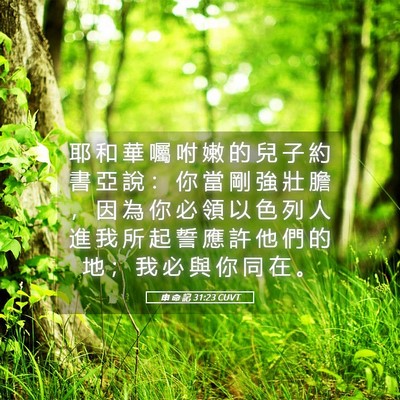 Picture 05 - 申 命 記 31:23 CUVT - 耶 和 華 囑 咐 嫩 的 兒 子 約 書 亞 - Bible Verse Picture