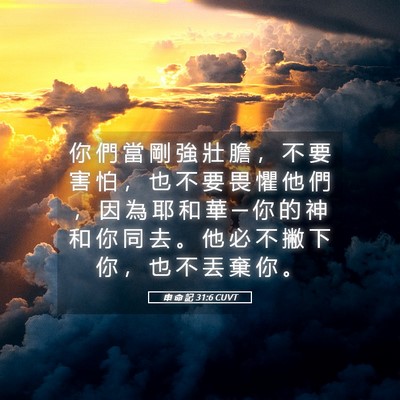 Picture 05 - 申 命 記 31:6 CUVT - 你 們 當 剛 強 壯 膽 ， 不 要 害 怕 - Bible Verse Picture