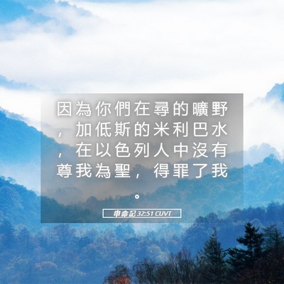 Picture 05 - 申 命 記 32:51 CUVT - 因 為 你 們 在 尋 的 曠 野 ， 加 低 - Bible Verse Picture