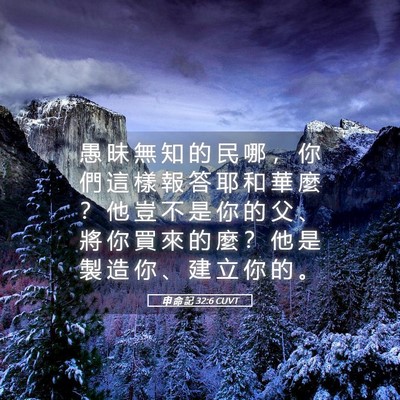 Picture 05 - 申 命 記 32:6 CUVT - 愚 昧 無 知 的 民 哪 ， 你 們 這 樣 - Bible Verse Picture
