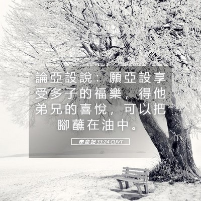 Picture 05 - 申 命 記 33:24 CUVT - 論 亞 設 說 ： 願 亞 設 享 受 多 子 - Bible Verse Picture