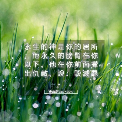 Picture 05 - 申 命 記 33:27 CUVT - 永 生 的 神 是 你 的 居 所 ； 他 永 - Bible Verse Picture