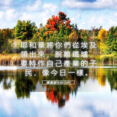 Picture 05 - 申 命 記 4:20 CUVT - 耶 和 華 將 你 們 從 埃 及 領 出 來 - Bible Verse Picture