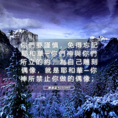Picture 05 - 申 命 記 4:23 CUVT - 你 們 要 謹 慎 ， 免 得 忘 記 耶 和 - Bible Verse Picture