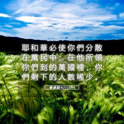 Picture 05 - 申 命 記 4:27 CUVT - 耶 和 華 必 使 你 們 分 散 在 萬 民 - Bible Verse Picture