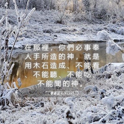 Picture 05 - 申 命 記 4:28 CUVT - 在 那 裡 ， 你 們 必 事 奉 人 手 所 - Bible Verse Picture