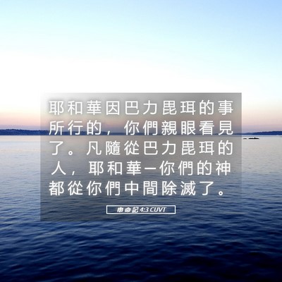 Picture 05 - 申 命 記 4:3 CUVT - 耶 和 華 因 巴 力 毘 珥 的 事 所 行 - Bible Verse Picture