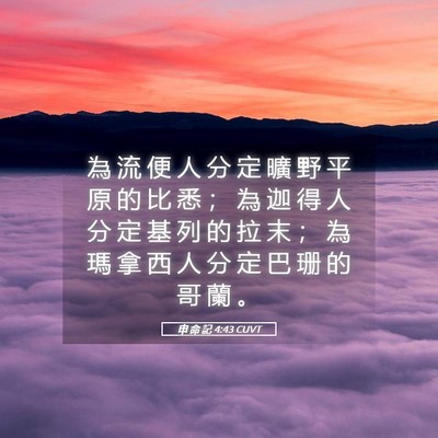 Picture 05 - 申 命 記 4:43 CUVT - 為 流 便 人 分 定 曠 野 平 原 的 比 - Bible Verse Picture