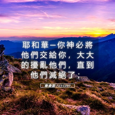 Picture 05 - 申 命 記 7:23 CUVT - 耶 和 華 ─ 你 神 必 將 他 們 交 給 - Bible Verse Picture