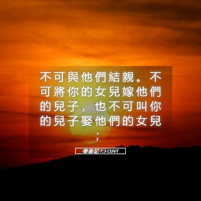 Picture 05 - 申 命 記 7:3 CUVT - 不 可 與 他 們 結 親 。 不 可 將 你 - Bible Verse Picture
