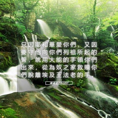 Picture 05 - 申 命 記 7:8 CUVT - 只 因 耶 和 華 愛 你 們 ， 又 因 要 - Bible Verse Picture