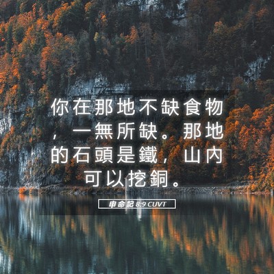 Picture 05 - 申 命 記 8:9 CUVT - 你 在 那 地 不 缺 食 物 ， 一 無 所 - Bible Verse Picture
