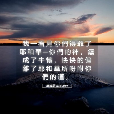 Picture 05 - 申 命 記 9:16 CUVT - 我 一 看 見 你 們 得 罪 了 耶 和 華 - Bible Verse Picture
