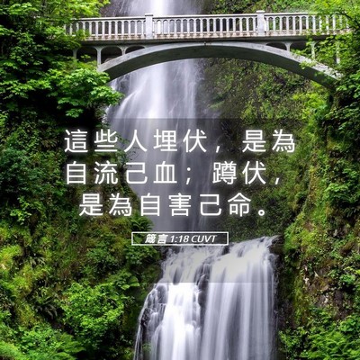Picture 05 - 箴 言 1:18 CUVT - 這 些 人 埋 伏 ， 是 為 自 流 己 血 - Bible Verse Picture