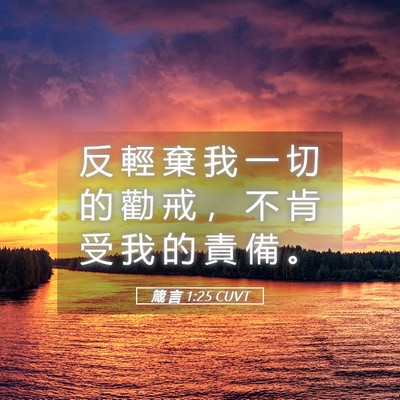 Picture 05 - 箴 言 1:25 CUVT - 反 輕 棄 我 一 切 的 勸 戒 ， 不 肯 - Bible Verse Picture