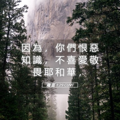 Picture 05 - 箴 言 1:29 CUVT - 因 為 ， 你 們 恨 惡 知 識 ， 不 喜 - Bible Verse Picture