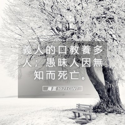 Picture 05 - 箴 言 10:21 CUVT - 義 人 的 口 教 養 多 人 ； 愚 昧 人 - Bible Verse Picture