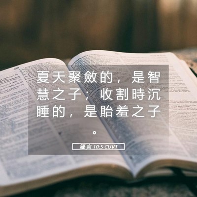 Picture 05 - 箴 言 10:5 CUVT - 夏 天 聚 斂 的 ， 是 智 慧 之 子 ； - Bible Verse Picture