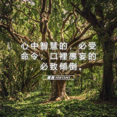 Picture 05 - 箴 言 10:8 CUVT - 心 中 智 慧 的 ， 必 受 命 令 ； 口 - Bible Verse Picture