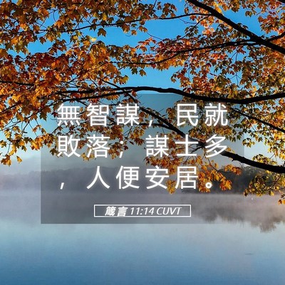 Picture 05 - 箴 言 11:14 CUVT - 無 智 謀 ， 民 就 敗 落 ； 謀 士 多 - Bible Verse Picture