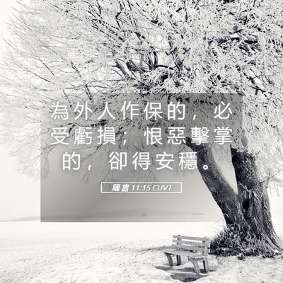 Picture 05 - 箴 言 11:15 CUVT - 為 外 人 作 保 的 ， 必 受 虧 損 ； - Bible Verse Picture